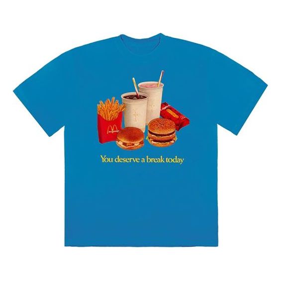 Travis Scott Cactus Jack x Mcdonald Crossover Round Neck Pullover Short Sleeve Unisex Blue TS-XMDABIBL