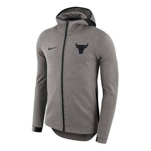 Nike Dry Showtime NBA Basketball Hooded Jacket Chicago Bulls Men's Grey 911106-021
