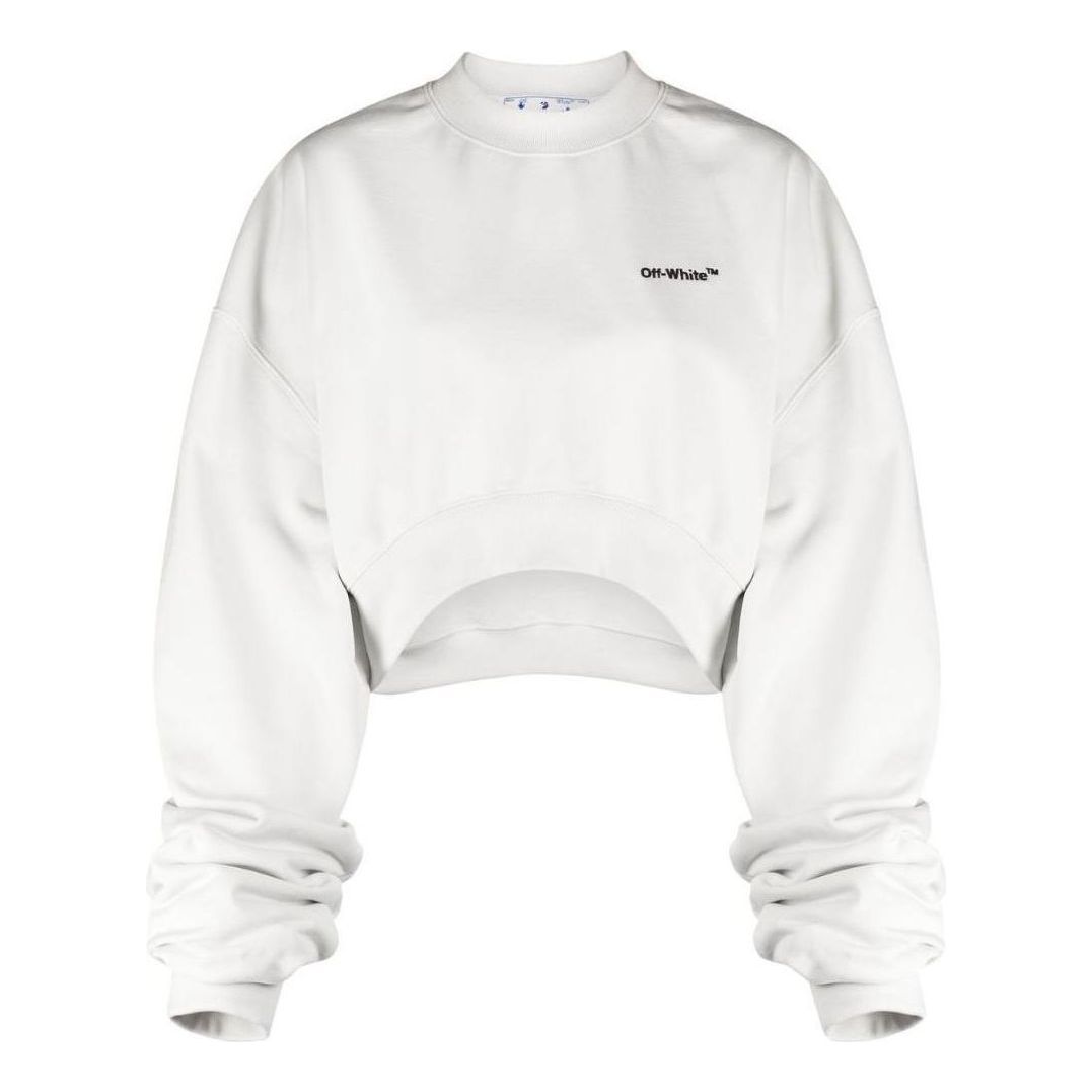 (WMNS) Off-White For All Helvetica Crop Over Crewneck 'White Black' OWBA069S23JER0010410