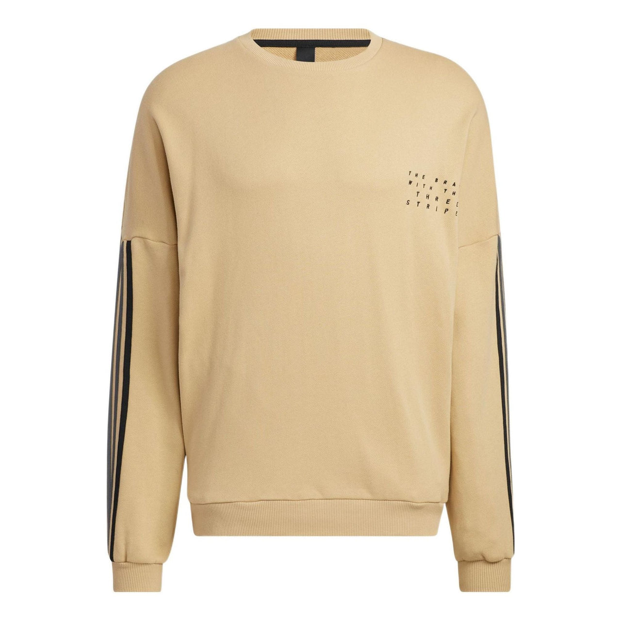 adidas Solid Color Stripe Alphabet Round Neck Long Sleeves Hoodie Unisex Yellow HP1370