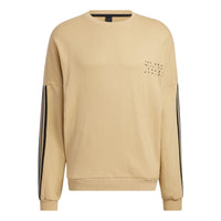 adidas Solid Color Stripe Alphabet Round Neck Long Sleeves Hoodie Unisex Yellow HP1370