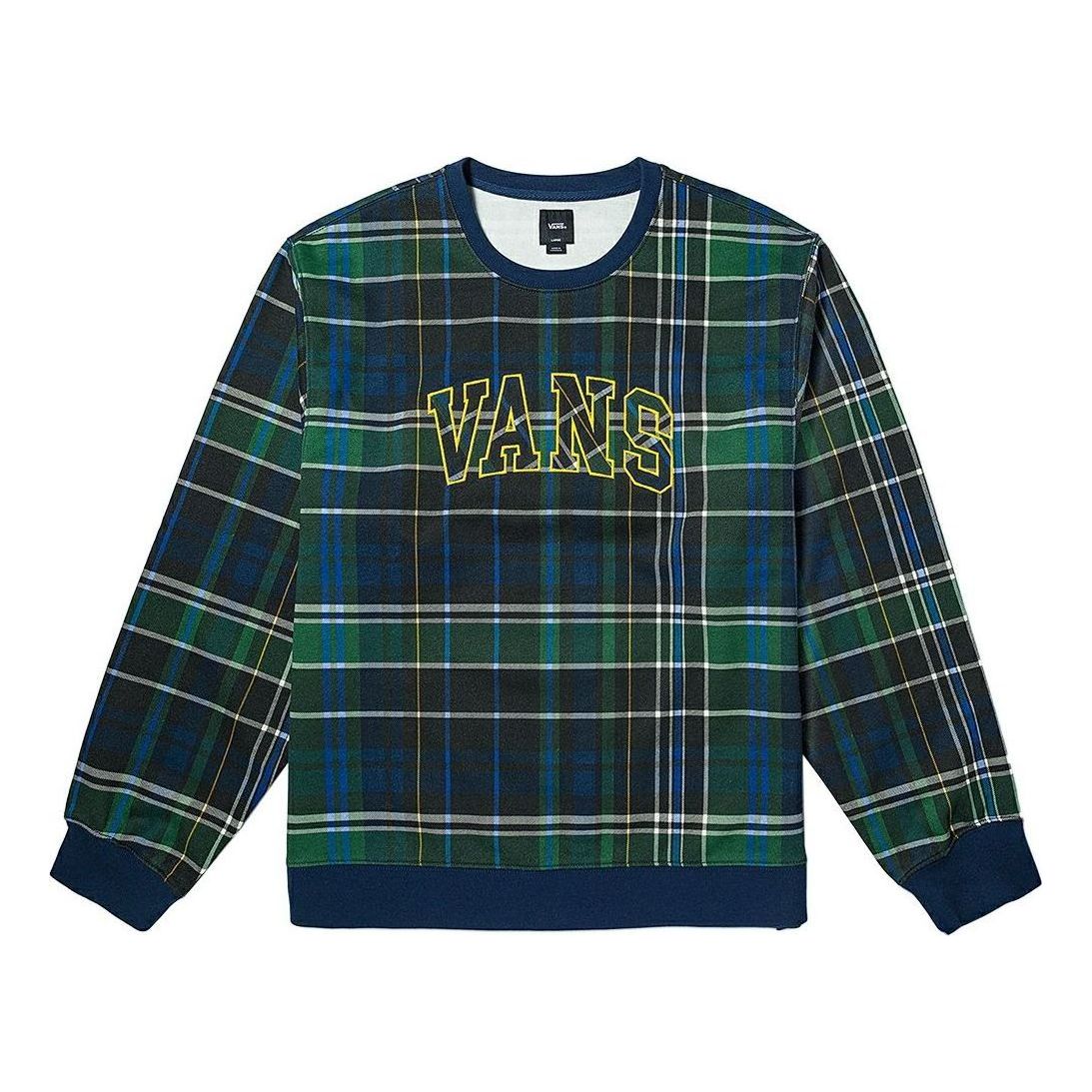 Vans Plaid Pullover Crew Fleece Sweatshirt 'Green' VN0007W3BVM
