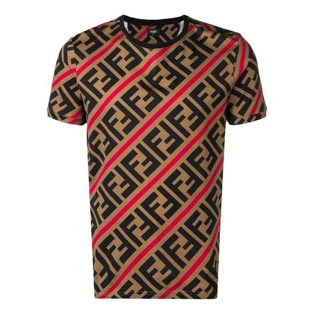 FENDI SS21 FF Pattern Printing Short Sleeve Brown FY0894A7A8F13J8