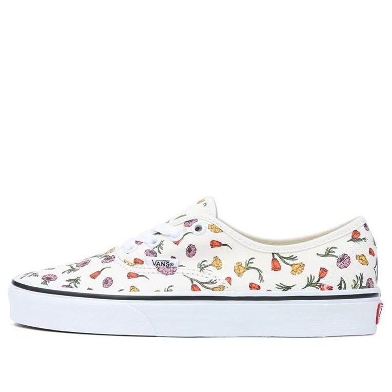 Vans Authentic Classic Casual Skateboarding Shoes Unisex Beige Flowers Printing 'White Purple Orange' VN0A5JMPCRM