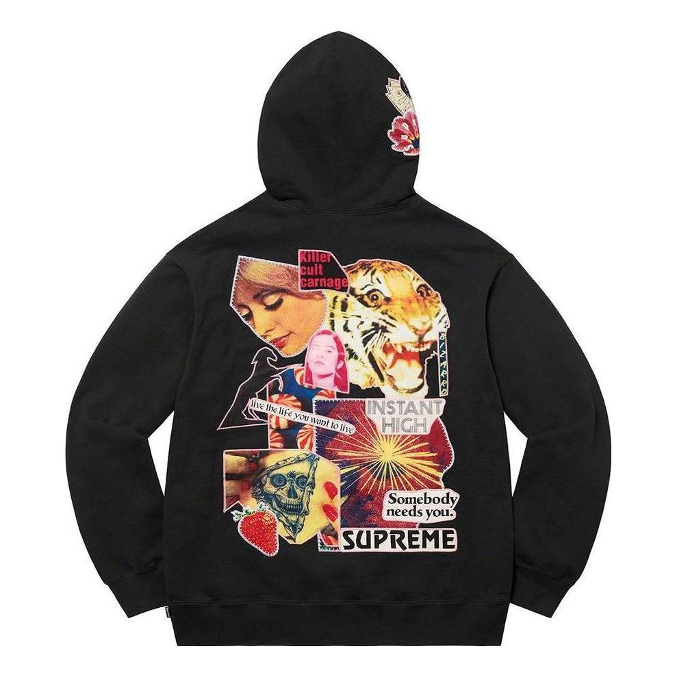 Supreme Instant High Patches Hooded Sweatshirt 'Black Yellow Red' SUP-SS22-714