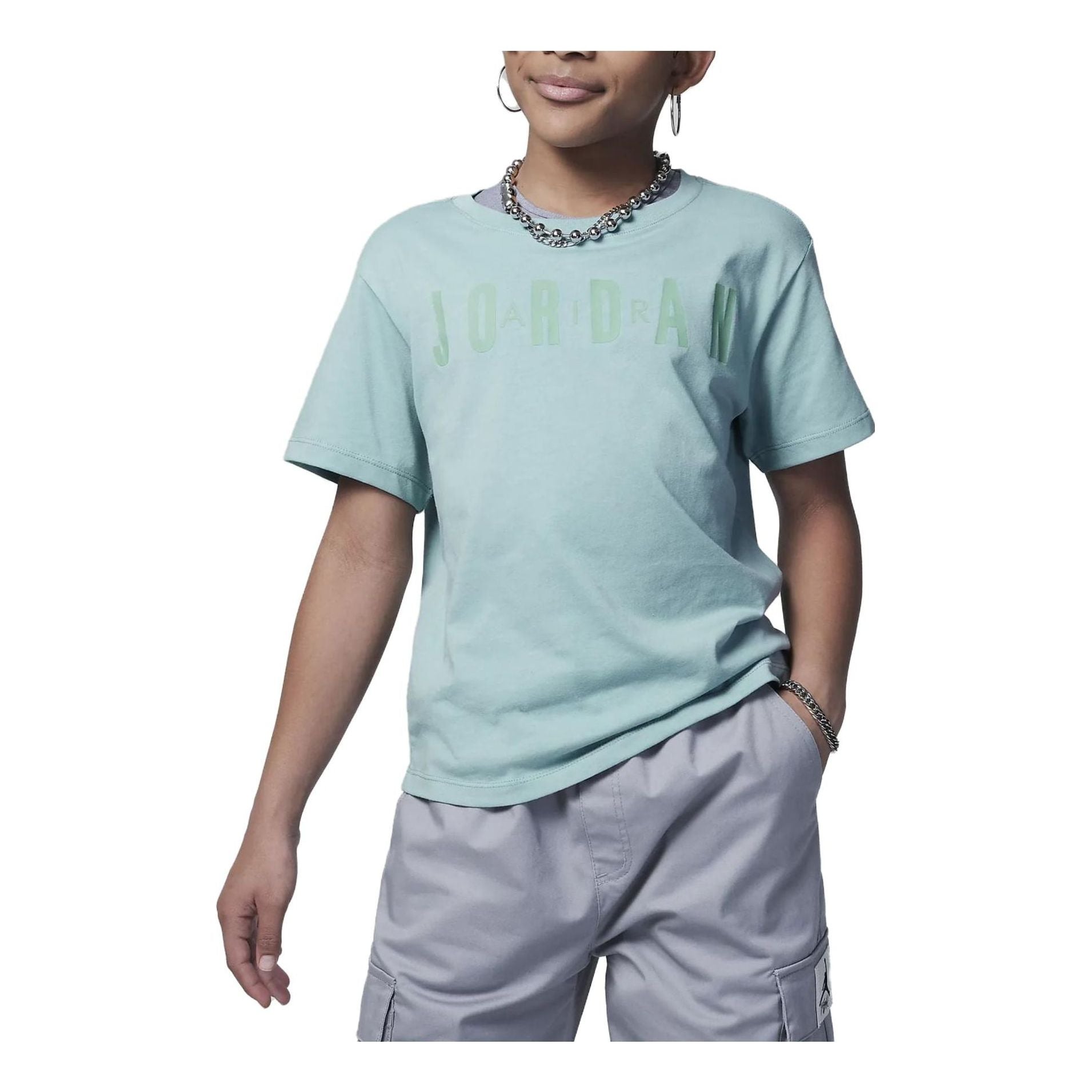 (GS) Air Jordan Post Up Boxy T-Shirt 'Teal' 45C657-572