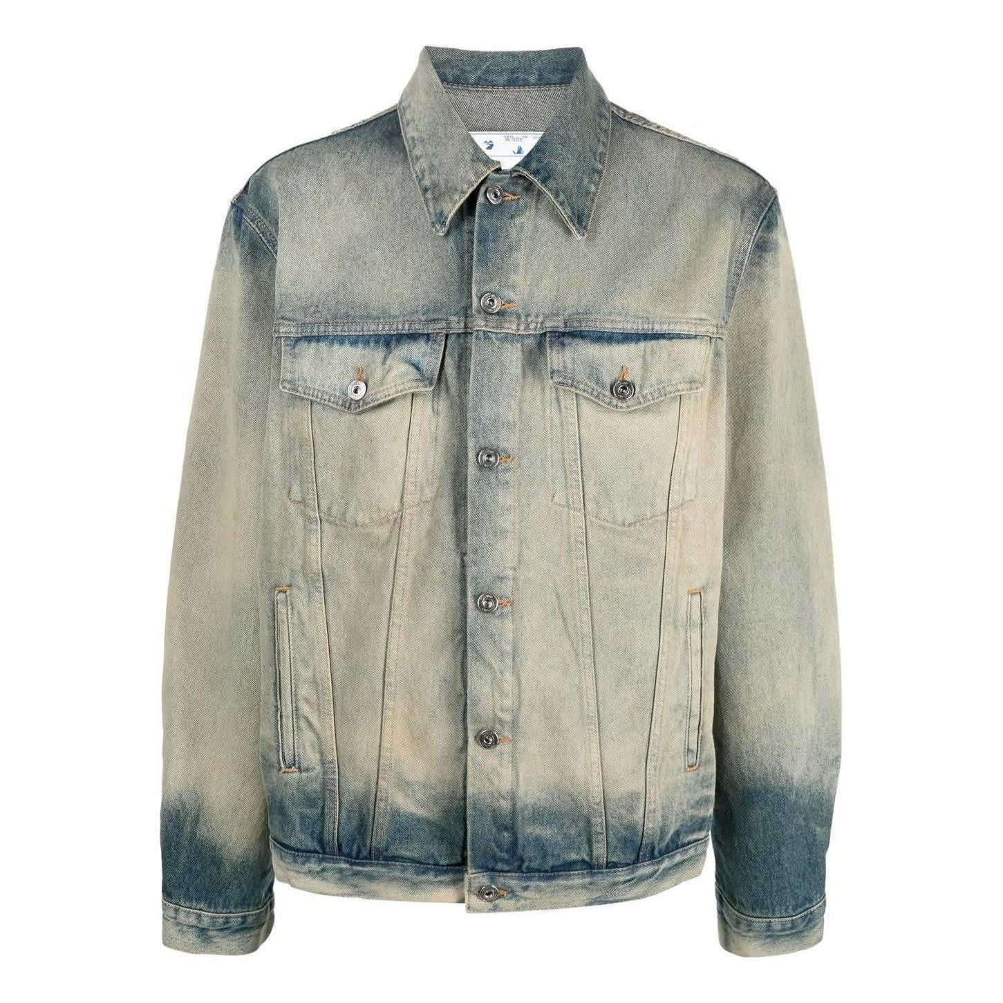Men's Off-White FW22 Distress Denim Version Gray Jacket OMYE077F22DEN0044800