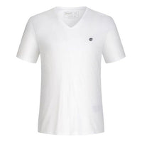 Men's Timberland Embroidered Logo V neck Short Sleeve White A2B6N100