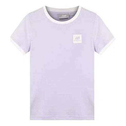 (WMNS) New Balance Solid Color Logo Round Neck Short Sleeve Purple NCNEA2E012-DV