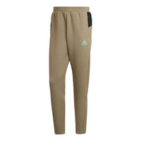Men's adidas Solid Color Logo Casual Straight Sports Pants/Trousers/Joggers Olive Green H39845