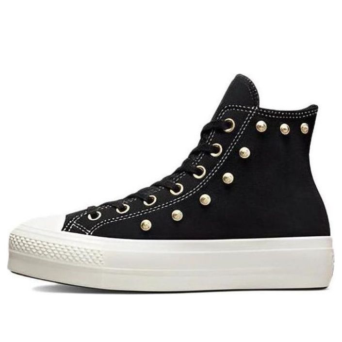 (WMNS) Converse Chuck Taylor All Star Lift Platform Suede Studs High Top 'Black' A04271C