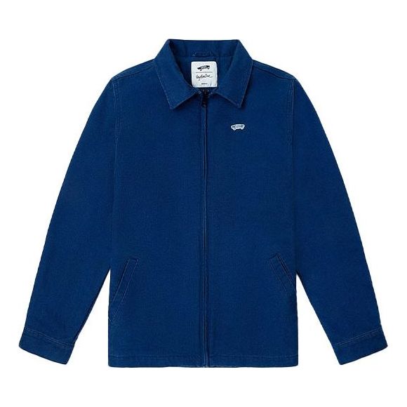 Men's Vans x Ray Barbee x Leica Tripartite Crossover Solid Color logo Sports Lapel Jacket Navy Blue VN0A7PIXLKZ
