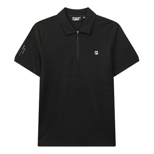 FILA Half Zipper Casual Sports Short Sleeve Polo Shirt Black F11M028131F-BK