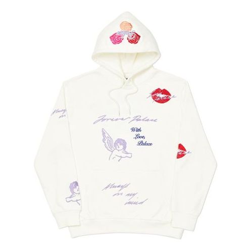 PALACE Embroidery Printing Hooded Sweater Unisex White P19CS113