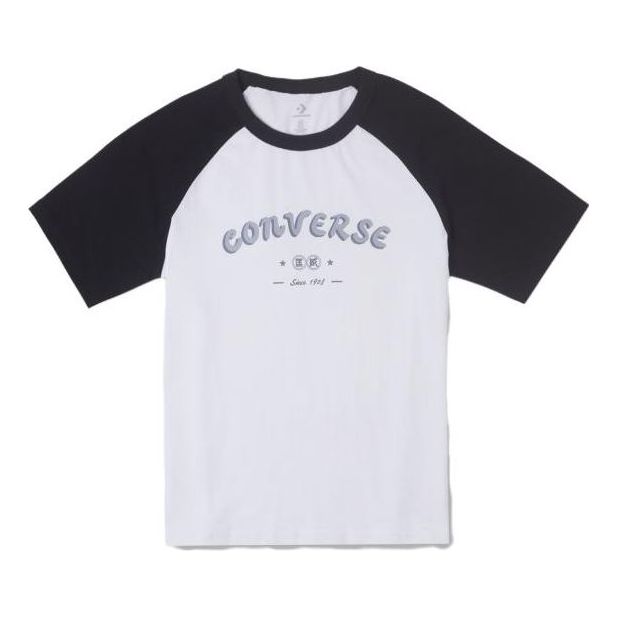 (WMNS) Converse Logo Baseball T-Shirt Asia Sizing 'White Black' 10026176-A01