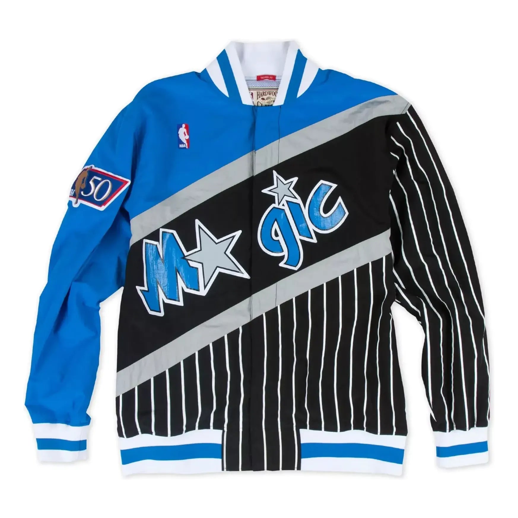Mitchell & Ness Hardwood Classics 75th Anniversary Authentic Warmup Full-Snap Jacket 'Orlando Magic' OJBF1201-OMAYYPPPBLCK