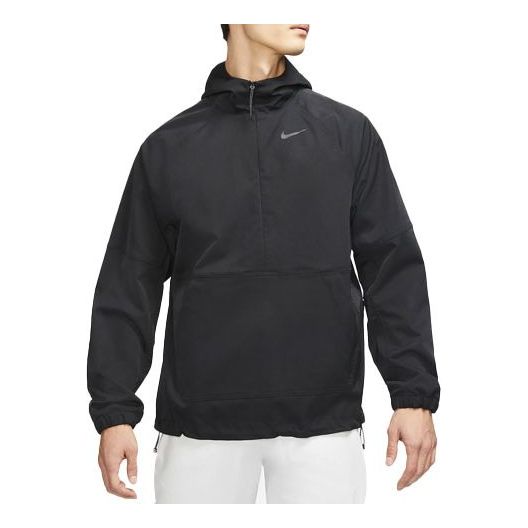 Men's Nike Repel Half Zipper Solid Color Storage Simple Golf Hooded Jacket Black CU9774-010