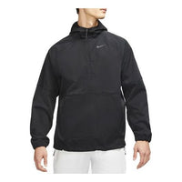 Men's Nike Repel Half Zipper Solid Color Storage Simple Golf Hooded Jacket Black CU9774-010