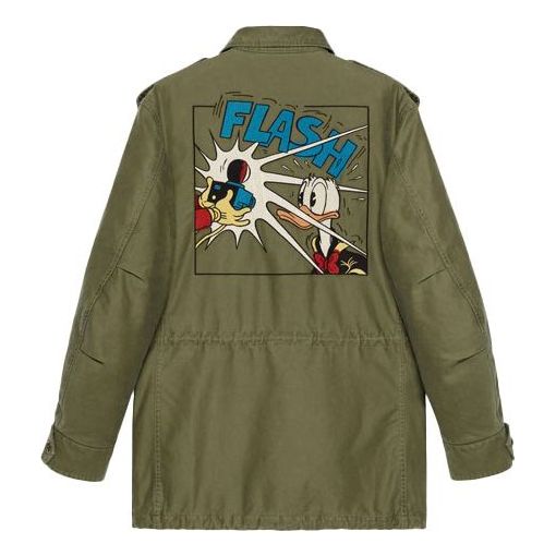 Gucci x Disney Donald Duck Embroidered Environmentally Friendly Washed Cotton Jacket For Men Green 640355-XDBHZ-3281