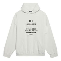Men's Balenciaga FW21 Hi My Name Is Alphabet Pattern Long Sleeves White 651799TKVF29081