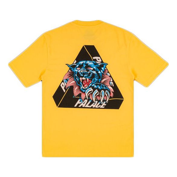 Men's PALACE Ripped Chest Logo Printing Short Sleeve Yellow P17TS081