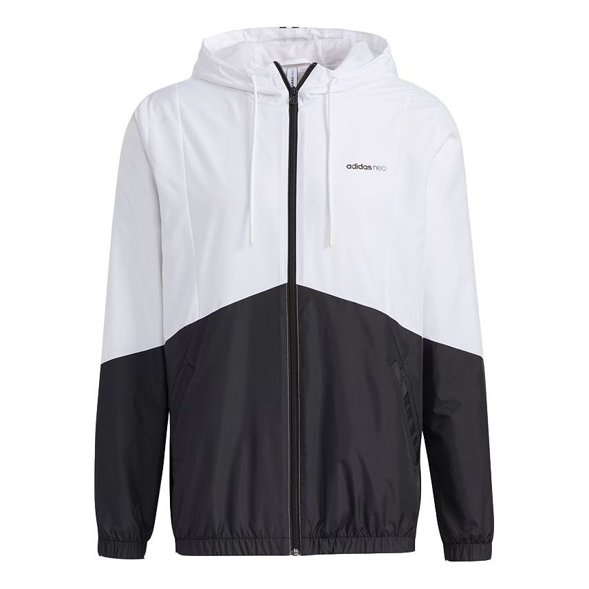 adidas neo M Freye Wb 1 Colorblock Splicing hooded track Jacket White GP5641