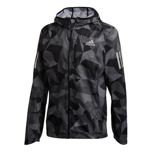 Men's adidas OWN The Run JKT Casual Sports Hooded Jacket Metallic Gray GC7937