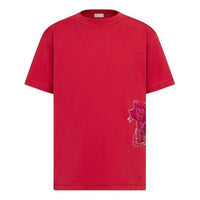 Men's DIOR x Kenny Scharf Crossover SS22 Tiger Embroidered Short Sleeve Red 213J646A0677-C383