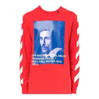 Off-White Unisex Red Printing Long Sleeves Loose Fit OMBB037F181920112030R