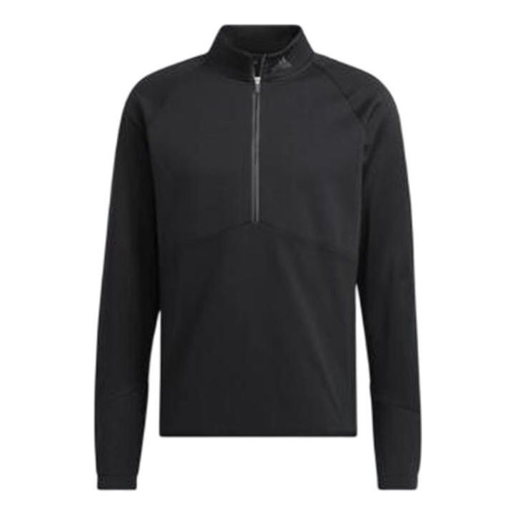 adidas Solid Color Half Zipper Sports Long Sleeves Hoodie Men's Black HN4550