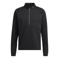 adidas Solid Color Half Zipper Sports Long Sleeves Hoodie Men's Black HN4550
