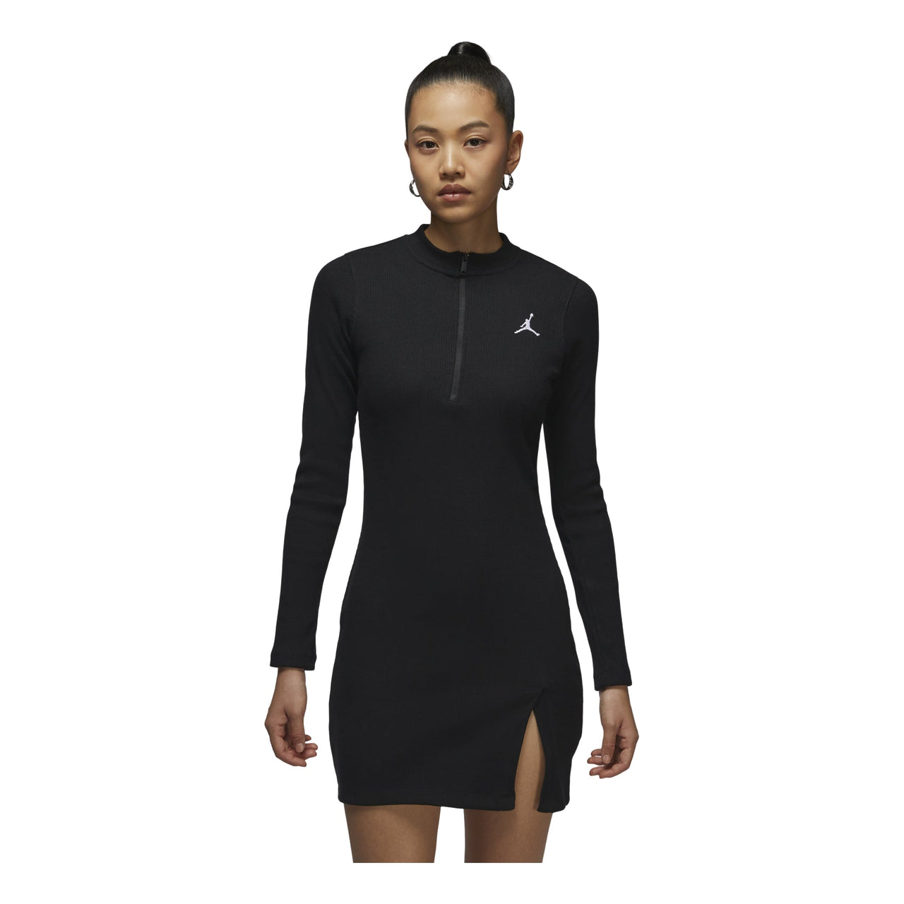 (WMNS) Air Jordan 1/2-Zip Long Sleeve Knit Dress Asia Sizing 'Black' HF9478-010