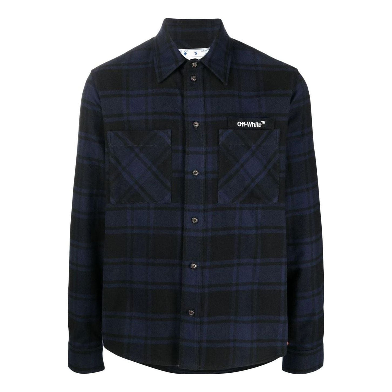 Men's Off-White Arrows Plaid Flannel Blue Shirt OMGA133S22FAB0014501