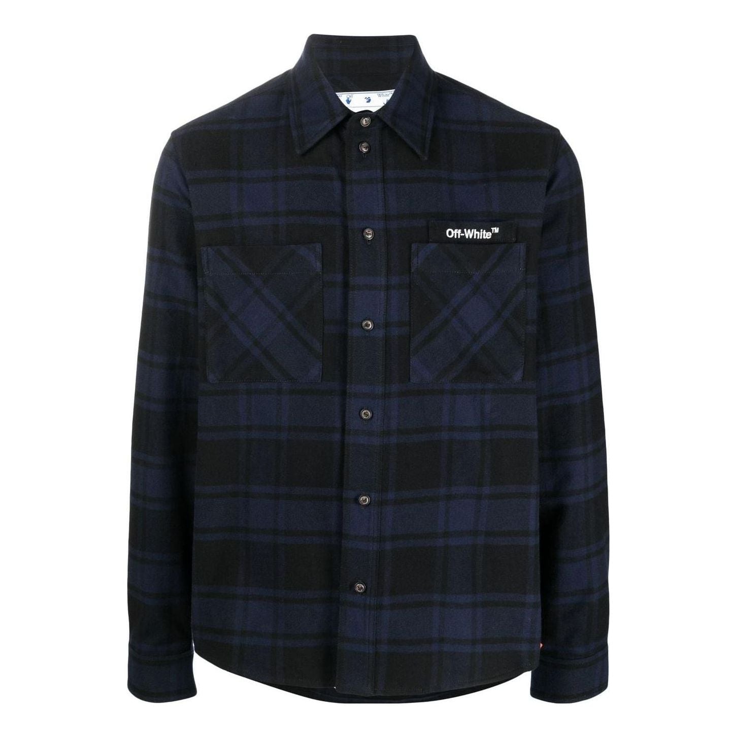 Men's Off-White Arrows Plaid Flannel Blue Shirt OMGA133S22FAB0014501