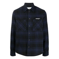 Men's Off-White Arrows Plaid Flannel Blue Shirt OMGA133S22FAB0014501