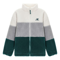 New Balance Plus Colorblock Patch Detail Zip Up Teddy Jacket Asia Sizing 'White Grey Green' 6DC44823-HT