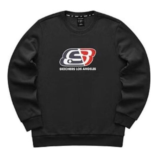 Skechers Logo Printed Crew Sweater 'Black Red' L321U174-0018