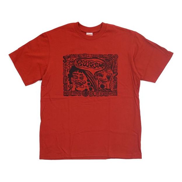 Supreme FW18 Faces Tee Red Abstract Human Face Short Sleeve Unisex SUP-FW18-471