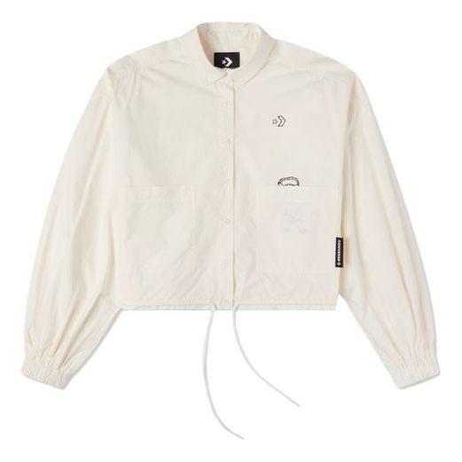 (WMNS) Converse Small Logo Casual Shirt Jacket Asia Sizing 'Beige' 10023159-A01