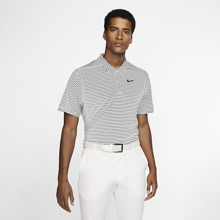 Nike Dri-fit Striped Golf Polo Shirt 'White Black' AJ5482-100