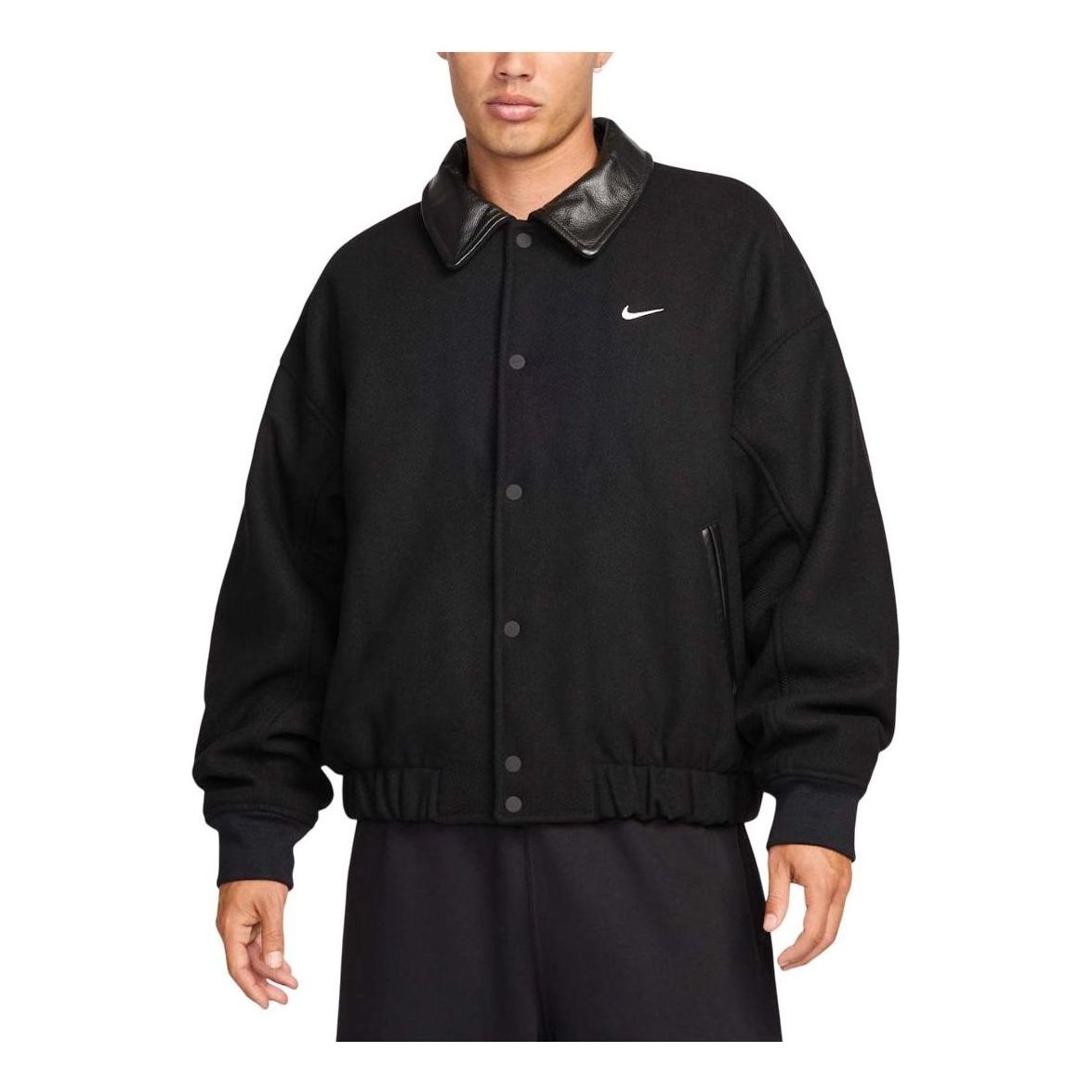 Nike Solo Swoosh Varsity Jacket 'Black' FZ1168-010