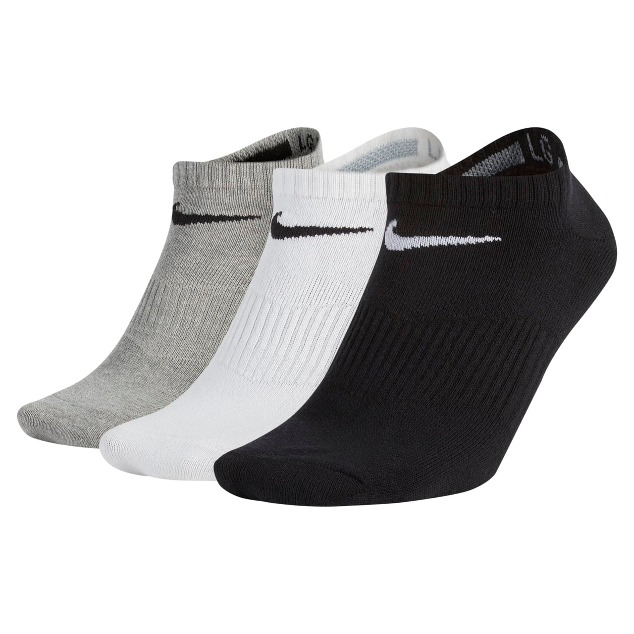 Nike Logo Pattern Casual Sports Socks 3 Pairs Gray / White / Black SX4705-901