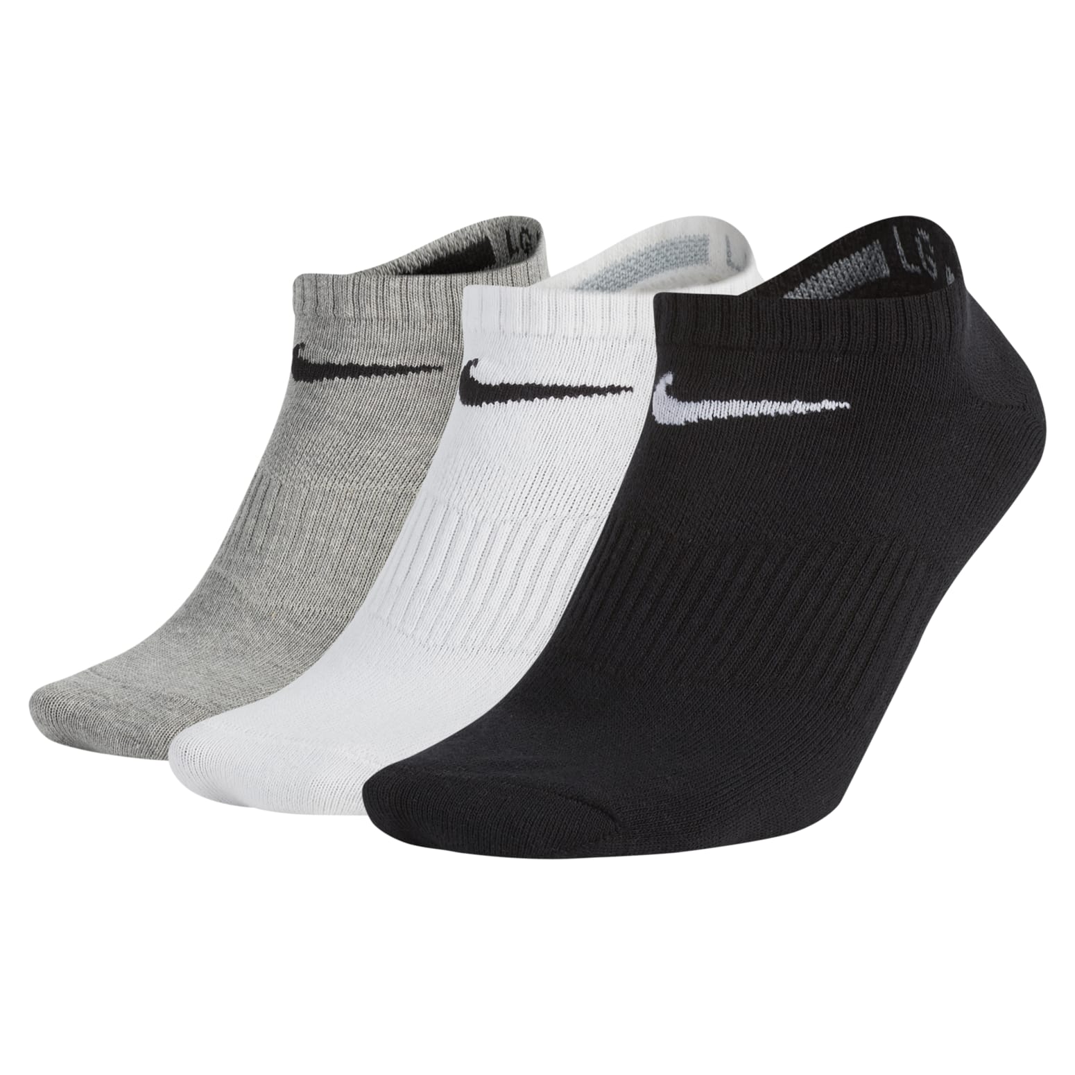 Nike Logo Pattern Casual Sports Socks 3 Pairs Gray / White / Black SX4705-901