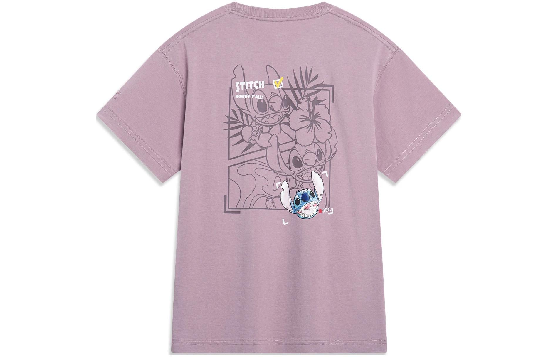 (WMNS) Li-Ning x Disney Stitch Graphic T-shirt 'Mauve' AHST500-3