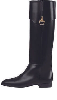 (WMNS) Gucci Flat Half Horsebit Boots 'Black' 716683-AFE00-1000