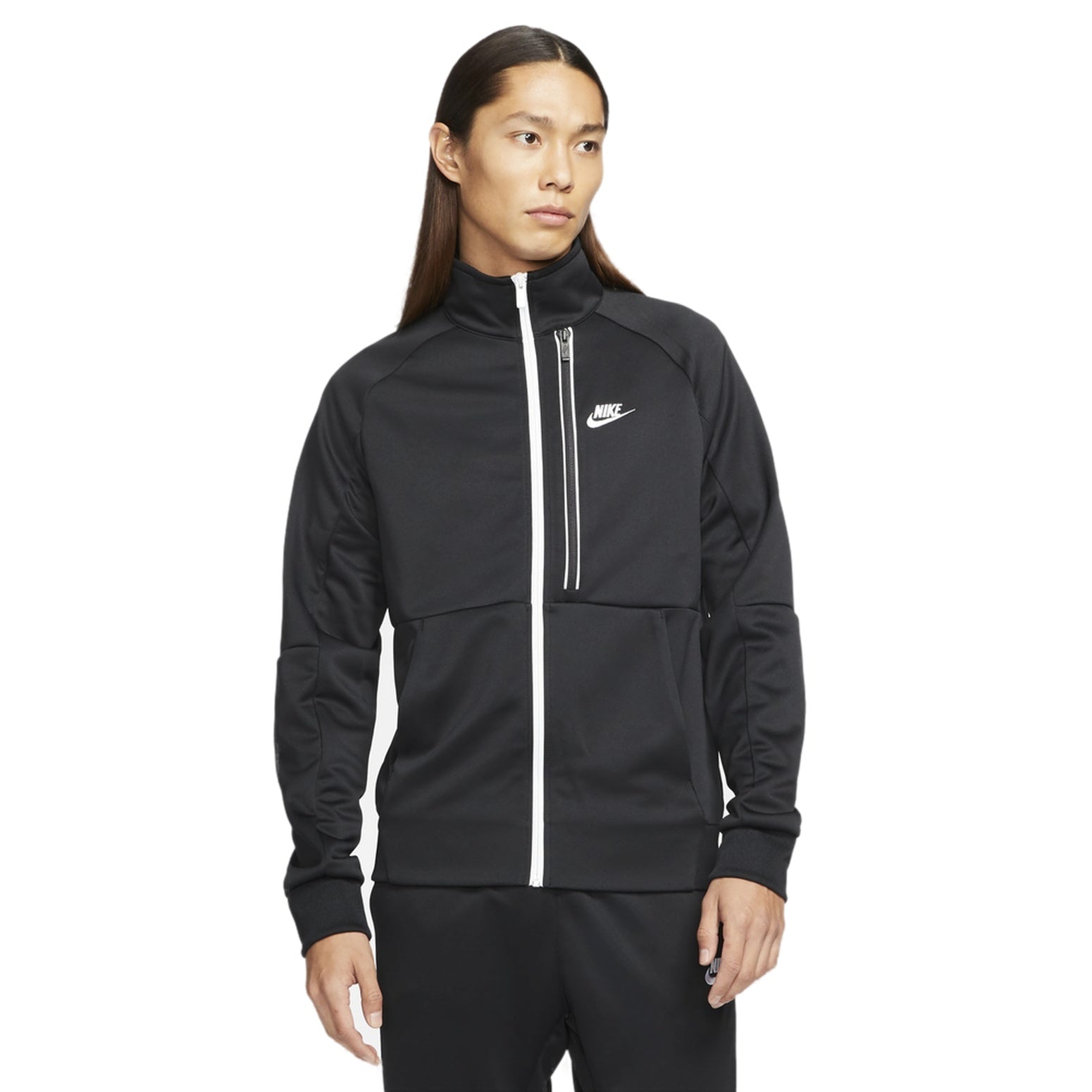 Men's Nike Solid Color Casual Micro Mark Printing Stand Collar Jacket Black DA0004-010