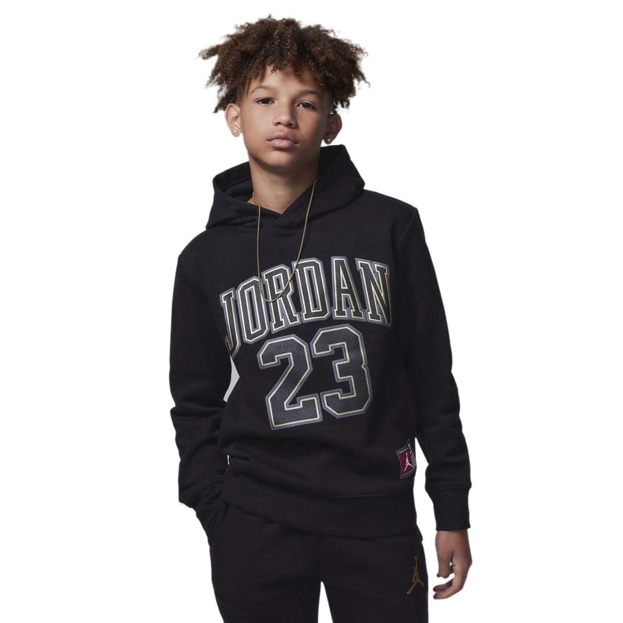 (GS) Air Jordan Fleece Pullover Hoodie 'Black Gold' FV3203-011