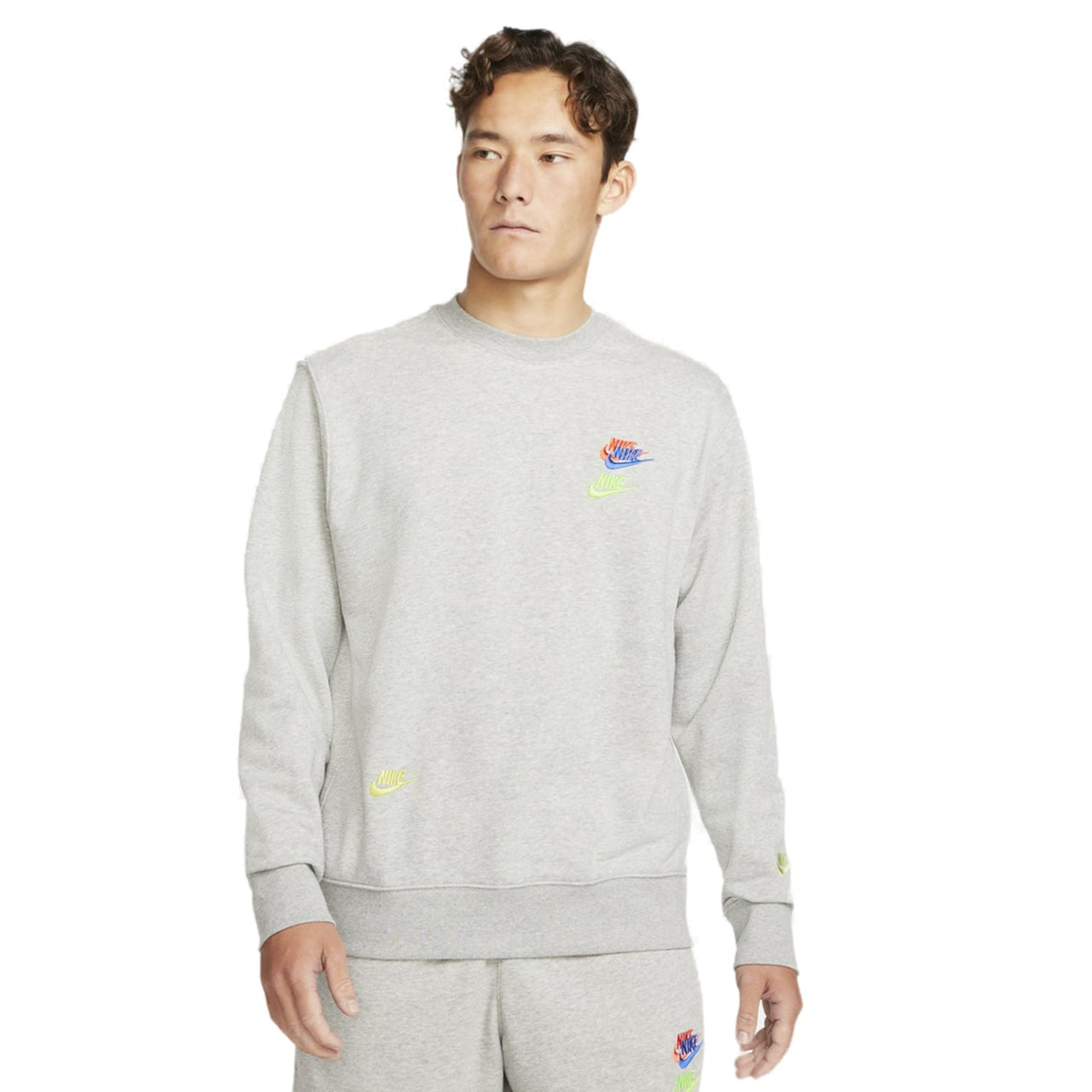 Men's Nike Contrasting Colors Logo Round Neck Pullover Autumn Gray DJ6915-063