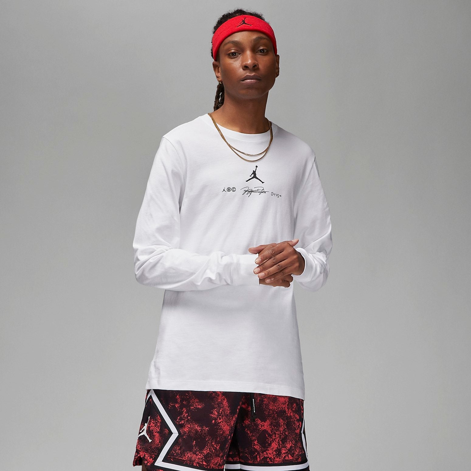 Air Jordan Long Sleeve Sport Graphic T-Shirt 'White Black' DV8446-100