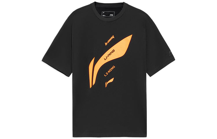 Li-Ning Sports Living Series Logo Printing Sports Round Neck Short Sleeve T-Shirt 'Black' AHSS873-1